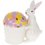 Банка для зберігання з фігурою кролика Пасхальний Кролик з Кошиком Квітів 18 см
