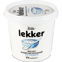 Lekker Йогурт По-грецьки білий натуральний 3% 1 кг