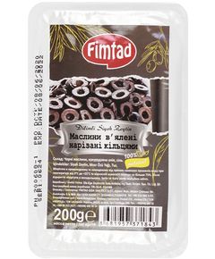 Fimtad Маслины черные вяленные нарезанные кольцами 200 г