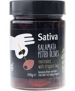 Sativa Оливки Каламата без кісточки мариновані з орегано 350 г