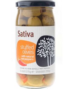 Sativa Оливки зелені фаршировані червоним перцем 370 г