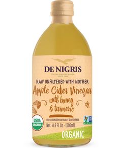 De Nigris Оцет яблучний сирий нефільтрований Мед-Куркума органічний 500 мл