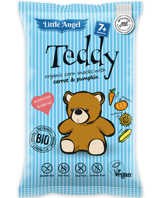 McLLOYD'S Снеки кукурудзяні дитячі Ведмедик Teddy з моркою і гарбузом від 7 місяців безглютенові органічні 30 г