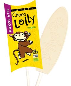 Zotter Шоколад дитячий молочний на паличці Кокосове Мавпеня веганський органічний 20 г