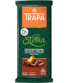 Trapa Шоколад без цукру молочний з подрібненим фундуком 75 г