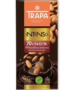 Trapa Шоколад чорний 70% Какао з цілим мигдалем веганський 175 г
