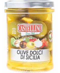 Castellino Оливки зелені Вердоліна Дольче з Сицилії з кісточкою в розсолі 180 г