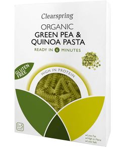 Паста протеїнова з зеленого горошку та кіноа Фузіллі безглютенова органічна Clearspring 250 г
