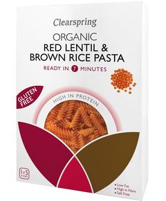 Паста протеїнова з червоної сочевиці та бурого рису Фузіллі безглютенова органічна Clearspring 250 г