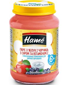 Hame Пюре фруктове Яблуко-Чорниця-Сир 190 г