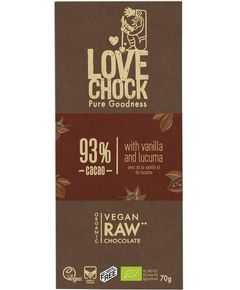 Lovechock Шоколад сирий чорний 93% какао органічний 70 г