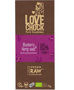 Lovechock Шоколад сирий чорний 85% какао Чорниця-Насіння Конопель органічний 70 г
