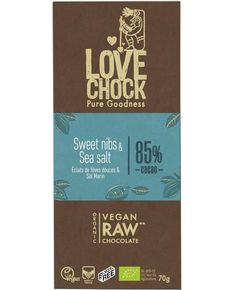 Lovechock Шоколад сирий чорний 85% какао Какао-Боби-Морська Сіль органічний 70 г