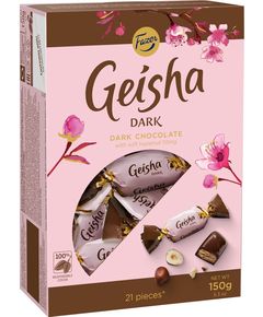 Цукерки шоколадні з горіховою начинкою в чорному шоколаді Fazer Geisha 150 г
