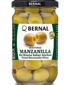 Bernal Оливки зелені Мансанілья без кісточки зі смаком анчоусів 300 г