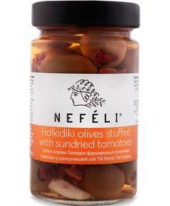 Nefeli Оливки зелені Халкідікі фаршировані в'яленими томатами 290 г