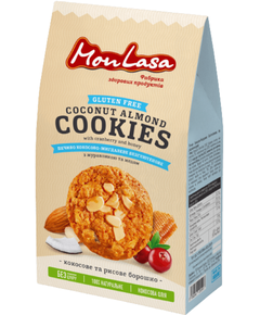 MonLasa Печиво без глютену і цукру Кокосово-Мигдалеве з журавлиною і медом 120 г