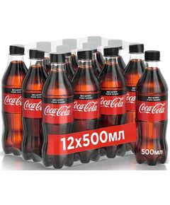 Coca-Cola Zero Напій Кола без цукру газований упаковка 12шт*500 мл
