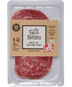 Bastides Ковбаса сиров’ялена Паве з зеленим перцем Label Rouge слайсами 80 г