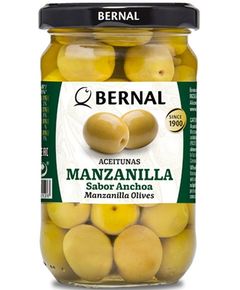 Bernal Оливки зелені Мансанілья з кісточкою зі смаком анчоусів 300 г