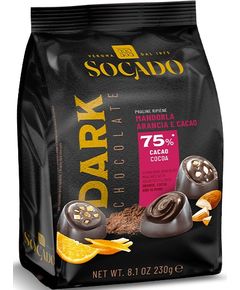 Socado Цукерки шоколадні праліне з чорного шоколаду Мигдаль-Апельсин 230 г