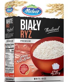 Рис білий довгий в пакетиках для варіння Melvit 400 г