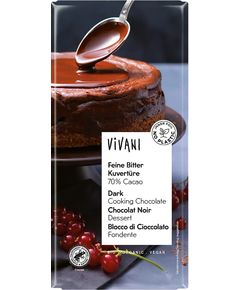 Vivani Шоколад кондитерський Кувертюр Темний 70% Какао веганський органічний 150 г