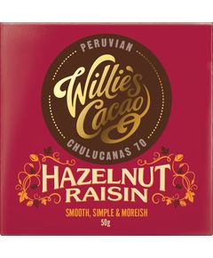 Willie's Cacao Шоколад чорний Фундук-Родзинки веганський 50 г