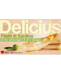 Delicius Сардина філе в оливковій олії Extra Virgin органічній 90 г