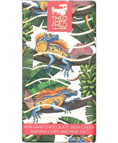 Theo & Philo Шоколад-міні чорний 65% Какао-Чіпси Зеленого Банану-Рожева Сіль 45 г