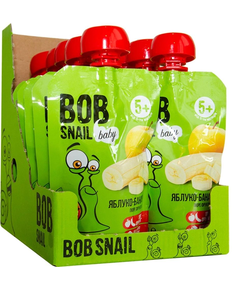Bob Snail Пюре фруктове дитяче Яблуко-Банан упаковка 10шт*90 г