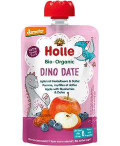 Holle Пюре фруктове від 6 місяців Яблуко-Чорниця-Фінік Dino Date органічне 100 г