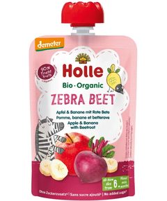 Holle Пюре фруктове від 6 місяців Яблуко-Банан-Буряк Zebra Beet органічне 100 г