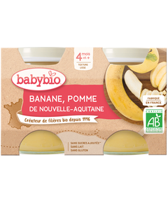 Babybio Пюре фруктове від 4 місяців Яблуко-Банан органічне 2шт*130 г