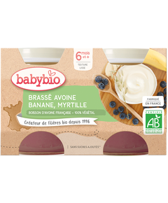 Babybio Пюре веганське з вівсяним молоком від 6 місяців Банан-Чорниця органічне 2шт*130 г