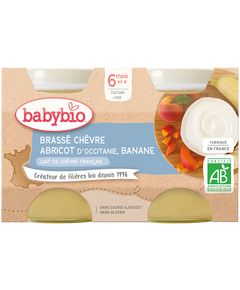 Babybio Пюре з козячим молоком від 6 місяців Абрикос-Банан органічне 2шт*130 г