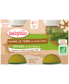 Babybio Пюре овочеве від 4 місяців Картопля-Шпинат органічне 2шт*130 г