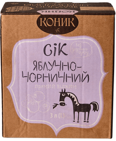 Сік Яблучно-Чорничний прямого віджиму без цукру Коник 3 л