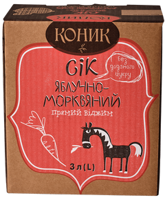 Сік Яблучно-Морквяний прямого віджиму без цукру Коник 3 л
