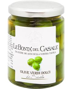 Le Bonta del Casale Оливки зелені Солодкі Сицилійські з кісточкою 314 мл