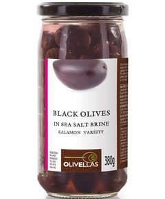 Olivellas Оливки чорні з кісточкою в розсолі з морською сіллю 380 г