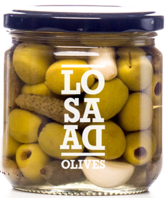 Losada Оливки зелені без кісточки з часником та корнішонами 198 г