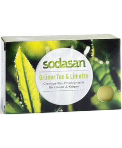Sodasan Мило тверде Зелений Чай-Лайм для рук та тіла органічне 100 г