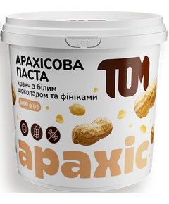 ТОМ Паста арахісова кранч з білим шоколадом і фініками 1 кг