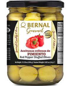 Bernal Gourmet Оливки зелені фаршировані Перцем 436 г