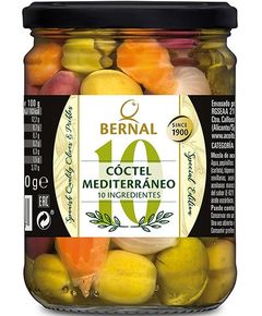 Bernal Оливки зелені, чорні з корнішонами та овочами Коктейль Середземноморський 436 г