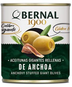 Bernal Оливки зелені Гіганті фаршировані анчоусами 120 г
