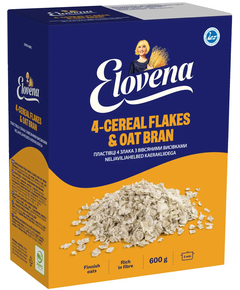 Elovena Пластівці 4 Злаки з вівсяними висівками 600 г