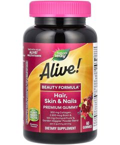 Nature's Way Alive! Добавка для краси Волосся, Шкіри та Нігтів з колагеном 60 жувальних таблеток