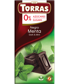 Torras Шоколад без цукру чорний М'ята веганський 75 г